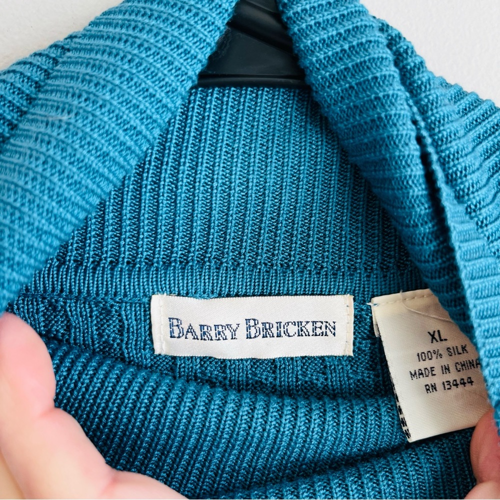 Barrie Bricken Elegant Teal Women's Turtleneck Sweater 100% Silk XL NWOT - Picture 5 of 8